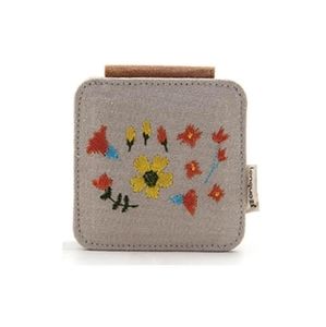 Brown/Beige Floral Compact mirror, Purse mirror